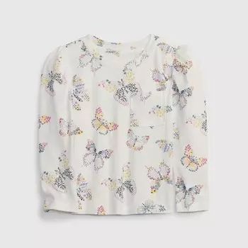 Футболка из органического хлопка с принтом бабочек Gap, белый