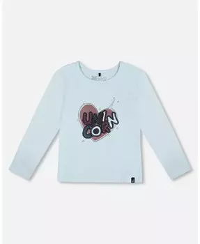 Футболка из органического хлопка с принтом Big Girls Голубая Deux Par Deux, синий