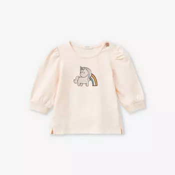 Футболка из органического хлопка с принтом единорога 1–18 месяцев Benetton, розовый