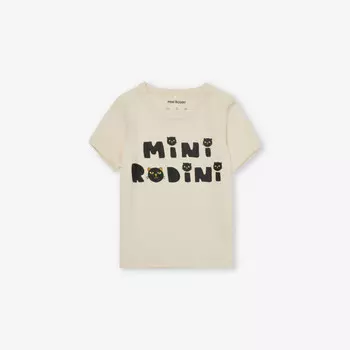 Футболка из органического хлопка с принтом логотипа Cats для детей от 9 месяцев до 11 лет Mini Rodini, белый