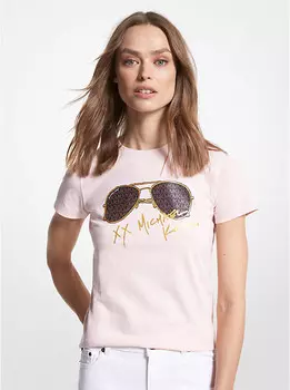 Футболка из органического хлопка с принтом логотипа «Авиатор» Michael Kors, красный