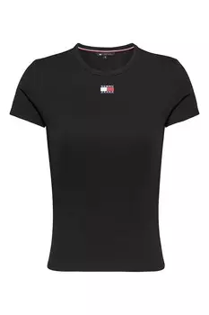 Футболка из органического хлопка с пришитым логотипом Tommy Jeans, черный