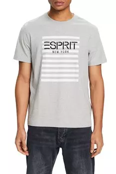 Футболка из органического хлопка с рисунком Esprit, серый