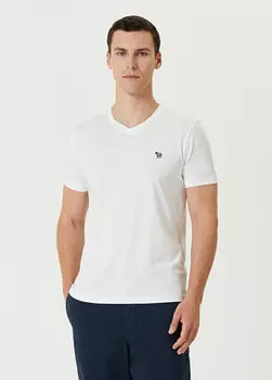 Футболка из органического хлопка с V-образным вырезом Ps By Paul Smith, белый