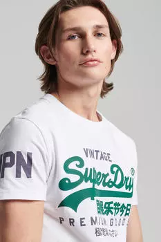 Футболка из органического хлопка с винтажным логотипом Superdry, белый