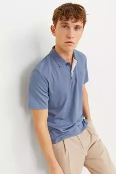 Футболка из органического хлопка с воротником Jack & Jones, синий