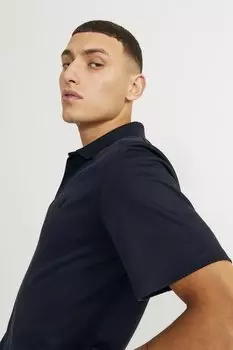 Футболка из органического хлопка с воротником Jack & Jones, синий