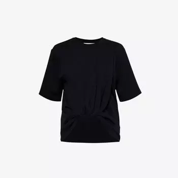 Футболка из органического хлопка с вышитым логотипом Victoria Beckham, черный