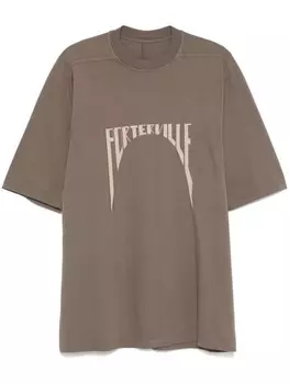Футболка из органического хлопка с вышитым логотипом Rick Owens, коричневый