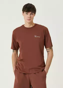 Футболка из органического хлопка с вышивкой логотипа Les Benjamins, коричневый