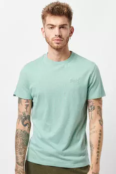 Футболка из органического хлопка с вышивкой винтажного логотипа Superdry, светло-синий