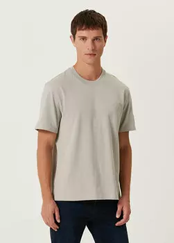 Футболка из органического хлопка со светло-серым логотипом Ami