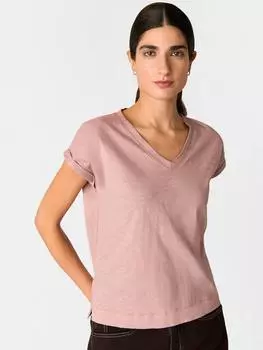 Футболка из органического хлопка willa с v-образным вырезом и короткими рукавами Whistles, светло-розовый