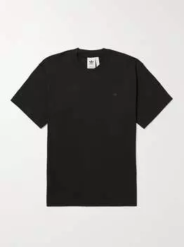 Футболка из органического хлопкового джерси с вышитым логотипом ADIDAS ORIGINALS, черный