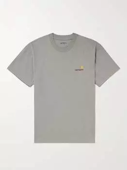 Футболка из органического хлопкового джерси с вышитым логотипом American Script CARHARTT WIP, серый