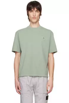 Футболка из органического хлопкового джерси зеленого цвета Stone Island