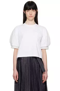 Футболка из органзы и хлопкового джерси Off-White Spun sacai