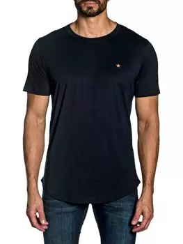 Футболка из перуанского хлопка со звездной вышивкой Jared Lang, темно-синий