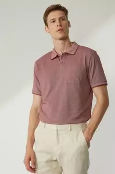 Футболка из пике с воротником и карманом Ac&Co, бургундия