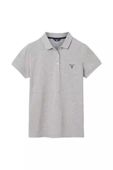 Футболка из пике с воротником и логотипом Gant, серый