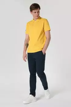 Футболка из пике с воротником и вышивкой Colin'S, желтый