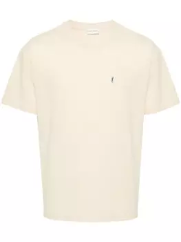 Футболка из пике с вышивкой Cassandre Saint Laurent, желтый