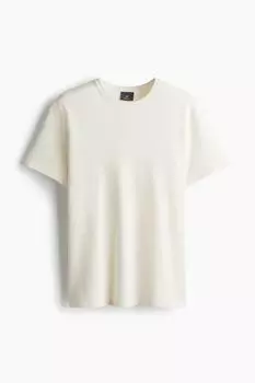 Футболка из пике стандартного кроя H&M, бежевый