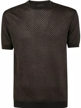 Футболка из плетеной ткани Emporio Armani, коричневый