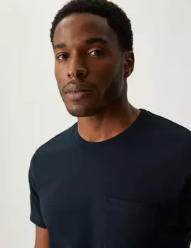 Футболка из плотного хлопка из чистого хлопка Marks & Spencer, темно-синий