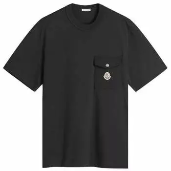 Футболка из плотного хлопка с карманом Moncler, черный
