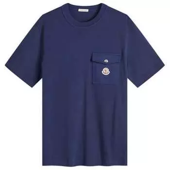 Футболка из плотного хлопка с карманом Moncler, синий