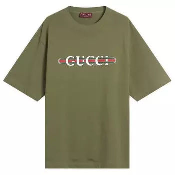 Футболка из плотного хлопка с переплетающимся логотипом Gucci, зеленый