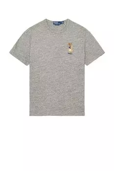 Футболка из плотного хлопка с принтом в виде медведя Polo Ralph Lauren, heather grey