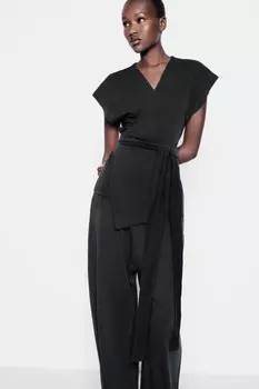 Футболка из плотного хлопка с выцветкой ZARA, цвет charcoal