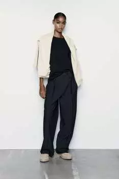 Футболка из плотного хлопка ZARA, черный