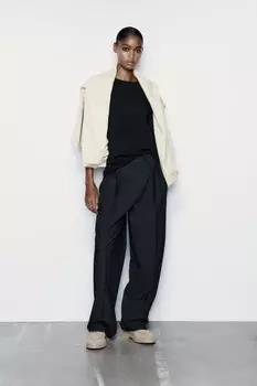 Футболка из плотного хлопка ZARA, черный