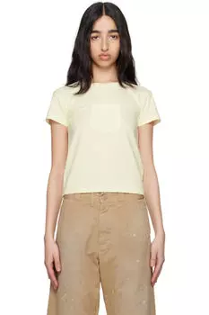 Футболка из плотного хлопкового джерси желтого цвета MM6 Maison Margiela