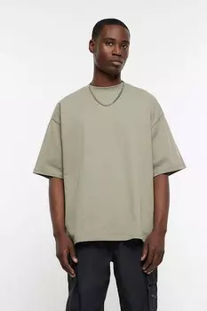 Футболка из плотного материала фасона oversize River Island, зеленый