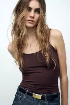 Футболка из полиамида с узкими ремешками ZARA, бордовый