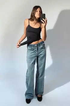 Футболка из полиамида с узкими ремешками ZARA, черный