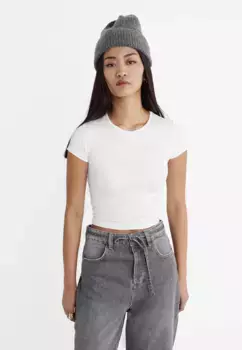 Футболка из полиамида Stradivarius, экрю