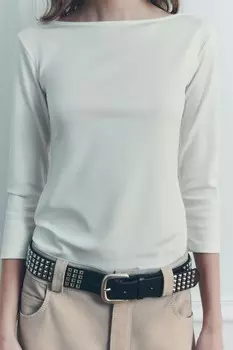 Футболка из полиамида ZARA, белый