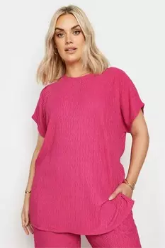Футболка из присборенной плиссированной ткани Yours, розовый