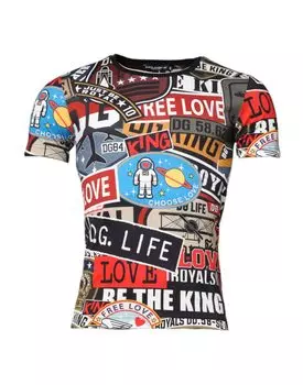 Футболка из разноцветного хлопка с круглым вырезом в стиле пэчворк Dolce & Gabbana, Multicolor