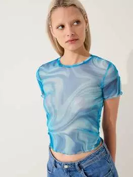 Футболка из сетки degrade con profili ondulati B.Angel, цвет blue/light blue