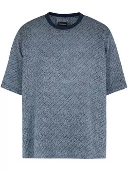 Футболка из шелка с шевронным принтом Giorgio Armani, черный