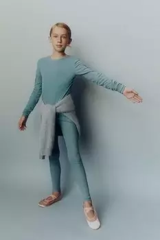 Футболка из шерсти ZARA, аквамариновый