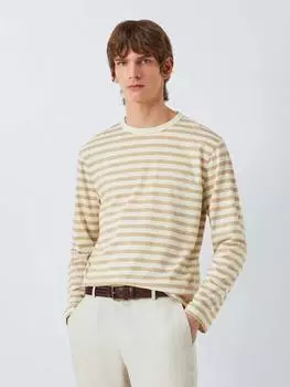 Футболка из смеси хлопка и шерсти с длинным рукавом John Lewis, цвет Cornstalk/ Egret