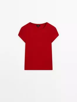 Футболка из смесового хлопка Massimo Dutti, красный