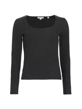 Футболка из смесового хлопка с длинными рукавами Vince, цвет heather charcoal
